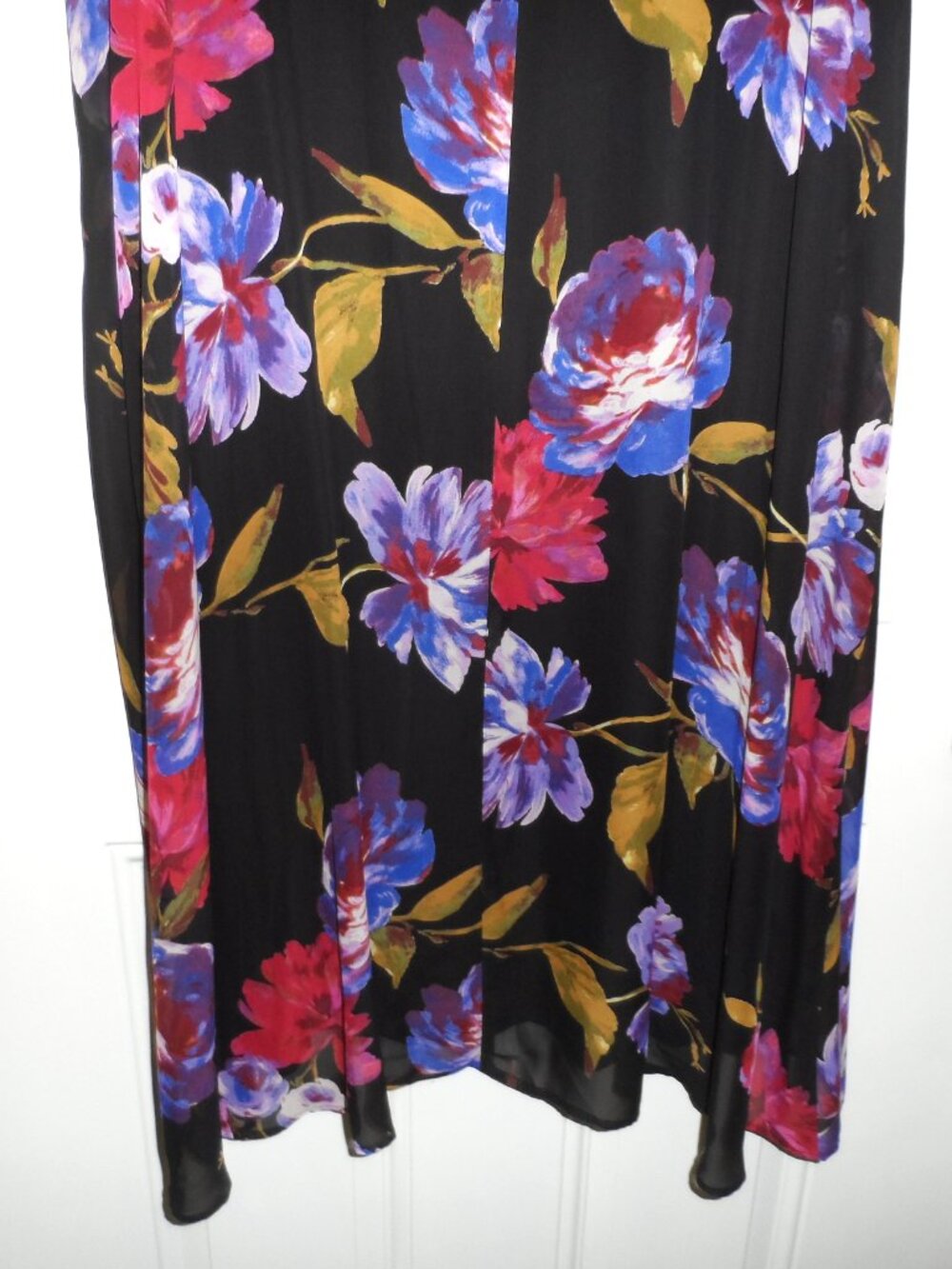 Collection Michel Studio  Sleeveless Plus Size 22 Floral Dress Blue Black Midi - Picture 6 of 16